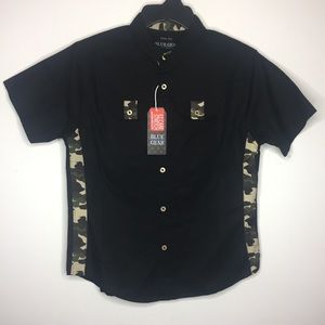 Blue Gear Boys Large black & camo button up